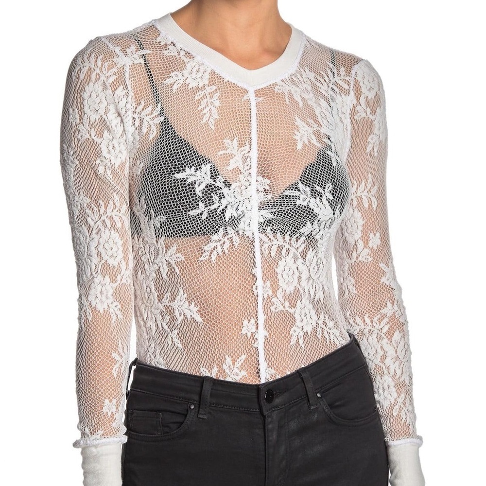 Free People Lace Knit Long Sleeve Layering Top